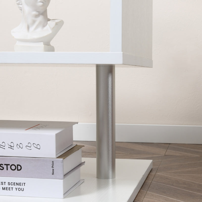 Wooden S Shape Cube Coffee Table 2 Tier Storage Shelves White