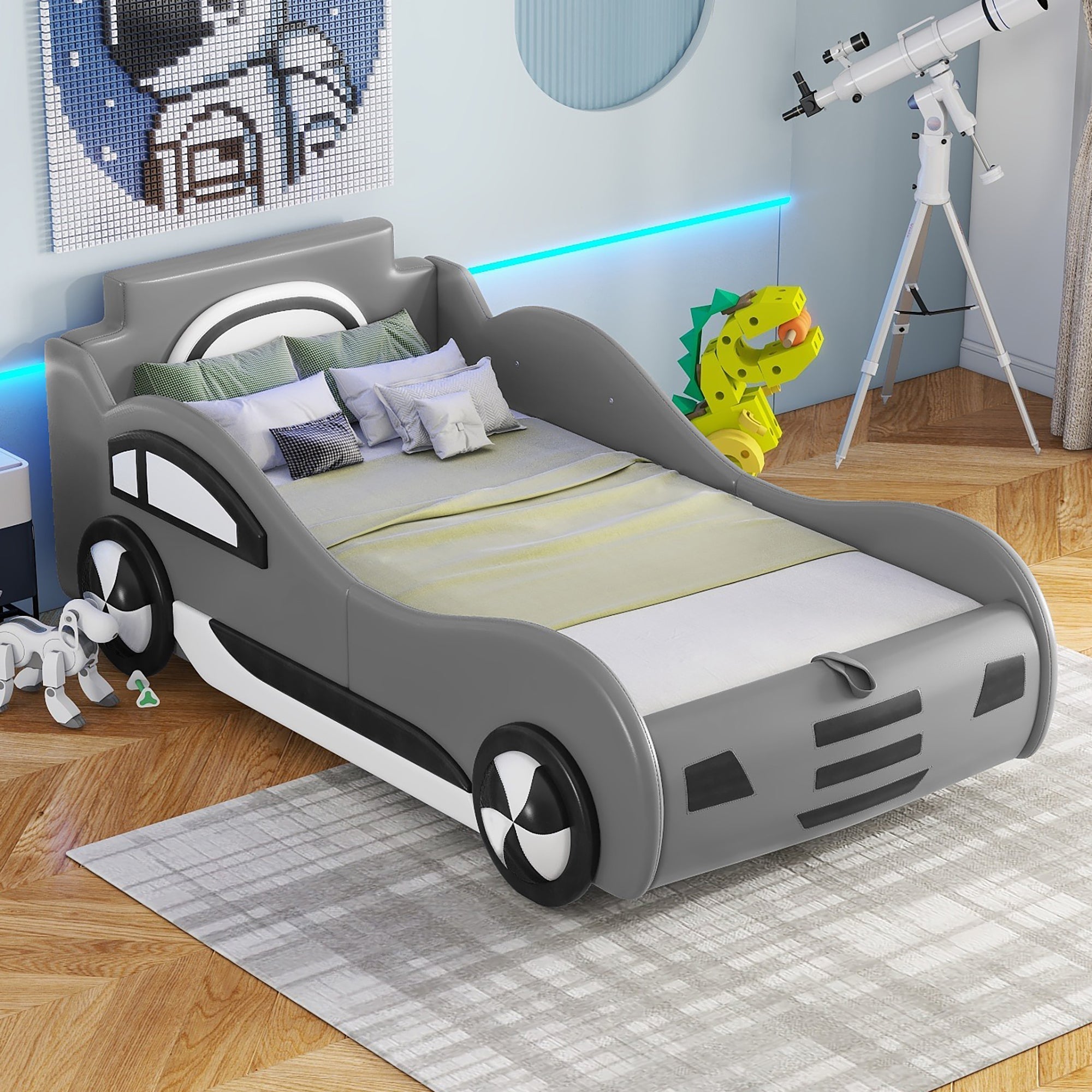 Car Bed 90x200cm Under-Bed Storage - Grey