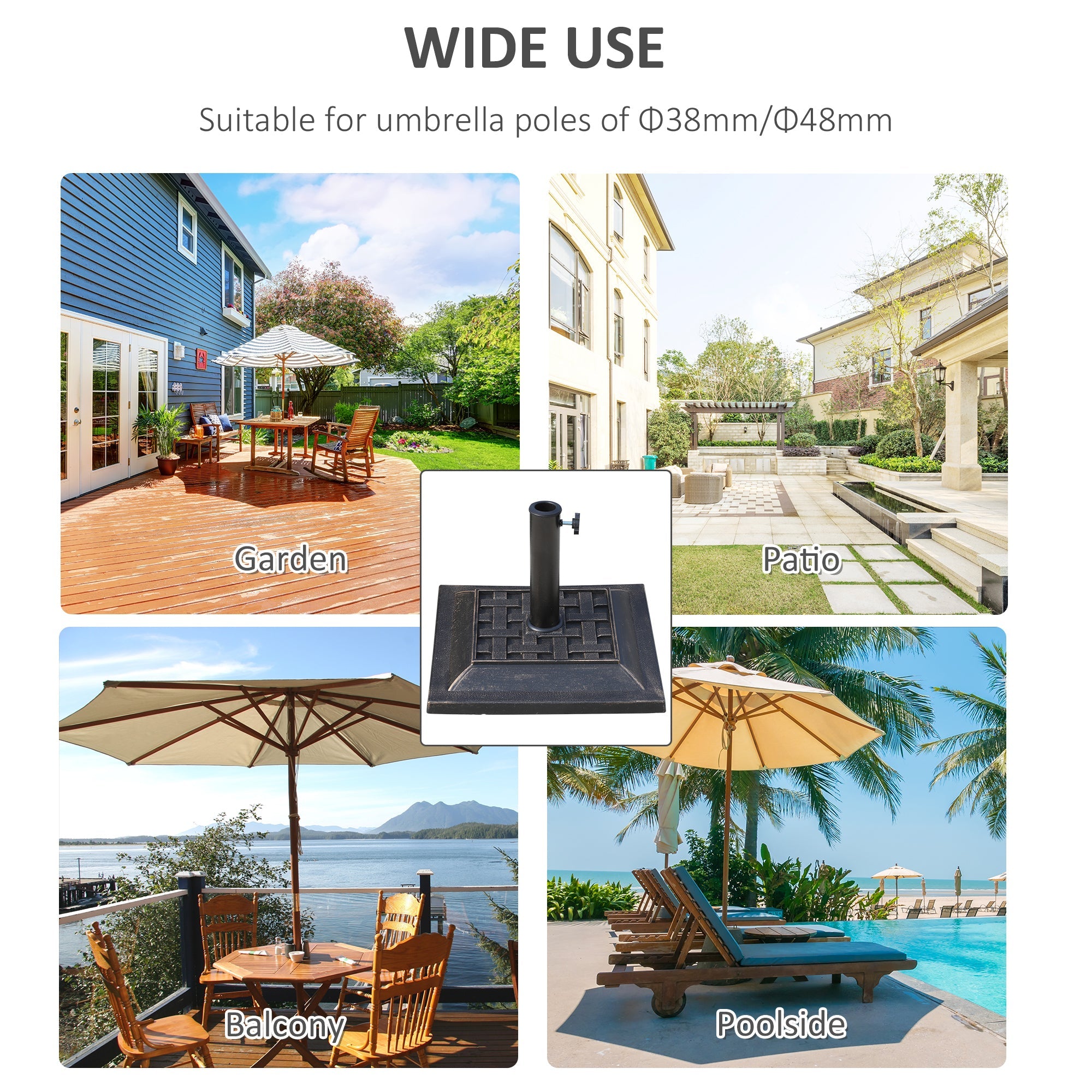 Parasol Base 9kg Stable & Weatherproof Polyester Resin Bronze