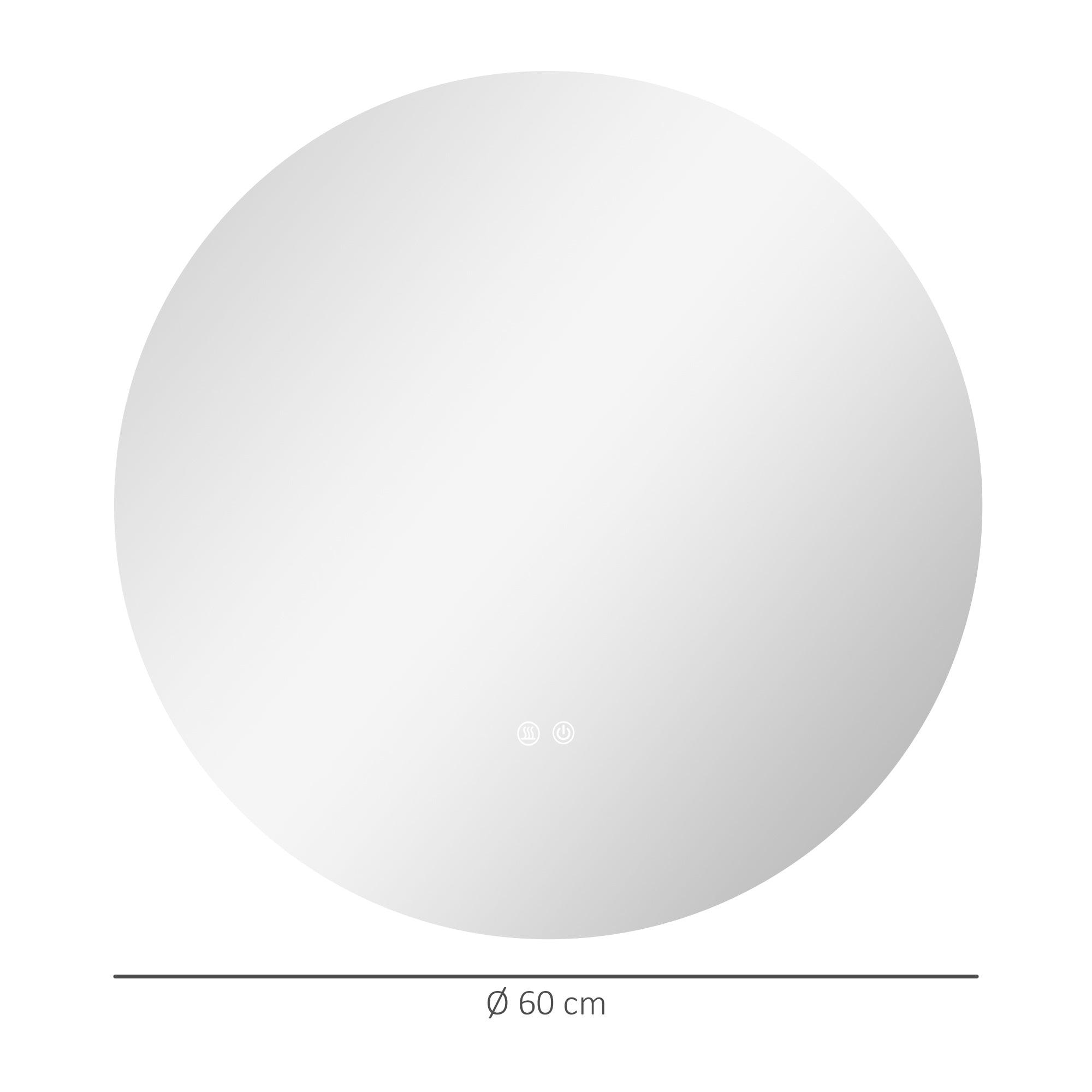 Bathroom Mirror Wall Mounted Ø60 cm, 3 Light Colors, Touch Switch, Anti-Fog, IP44