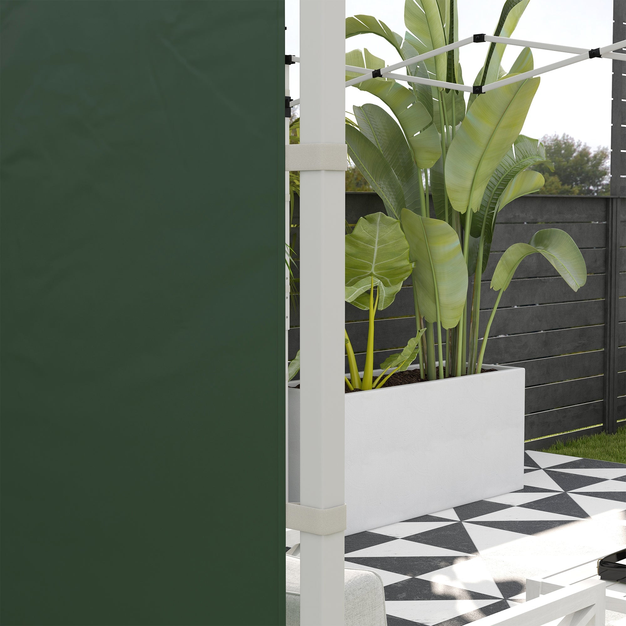 Gazebo Side Panels, 2 Piece with Window, Waterproof, Green Oxford Fabric