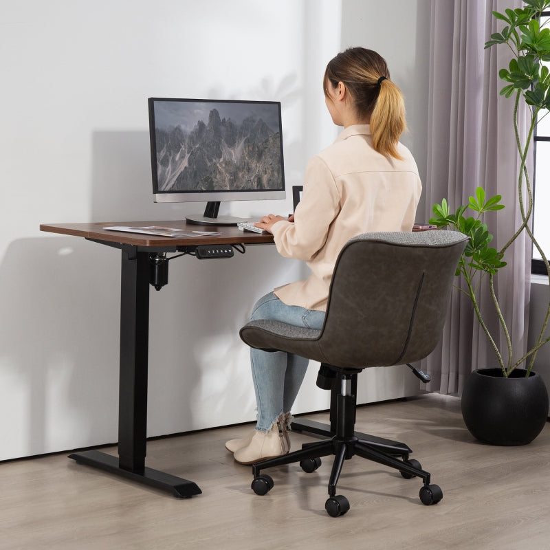 office Chair, Adjustable Swivel with Tilt, Dark Grey Linen