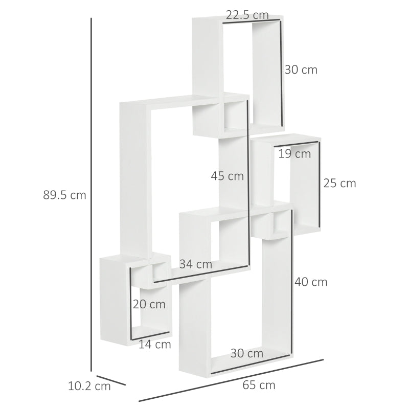 Floating Shelves Wall Mounted Interlocking Cube Display White
