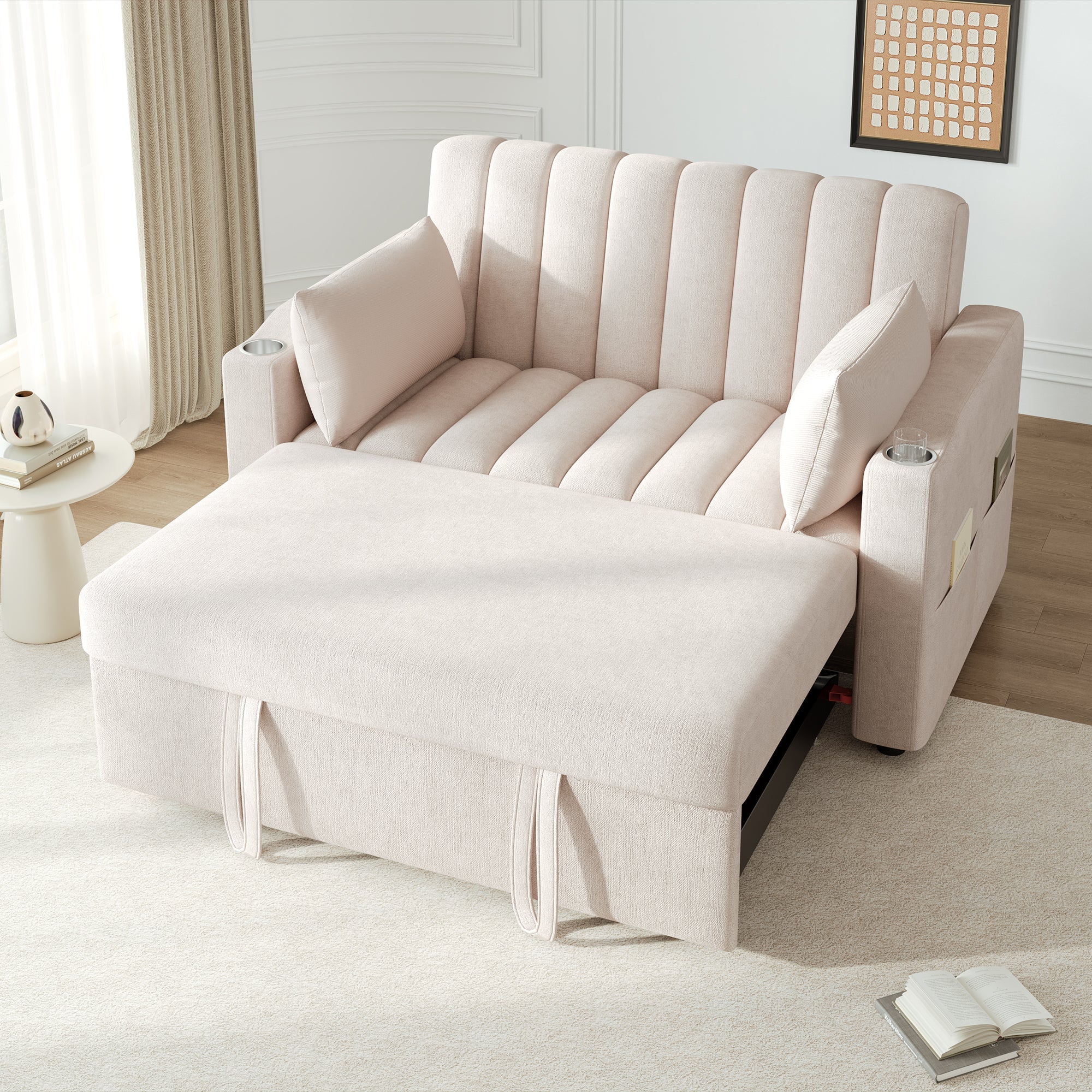 Multifunctional Sofa Sleeper Double Adjustable Backrest Drink Holder Cushions