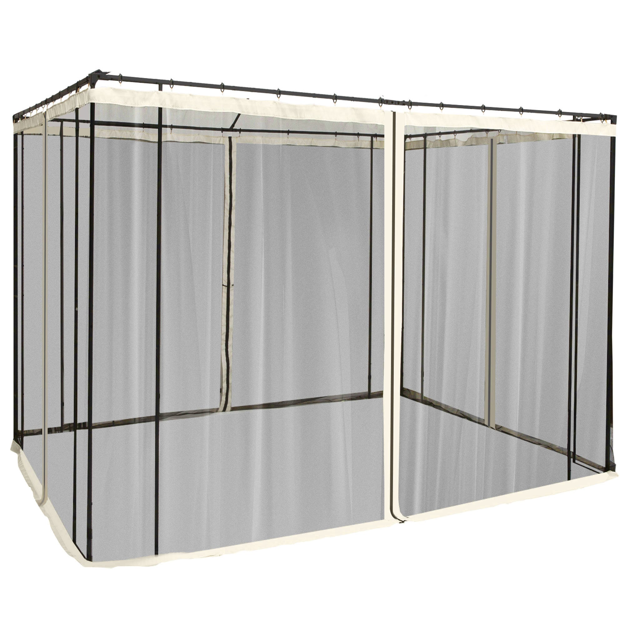 Mosquito Net Gazebo 3x3m 4 Side Panels Zipper Nylon Mesh Black