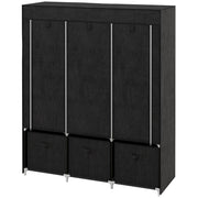 Fabric Wardrobe, Folding, 3 Drawers, Black