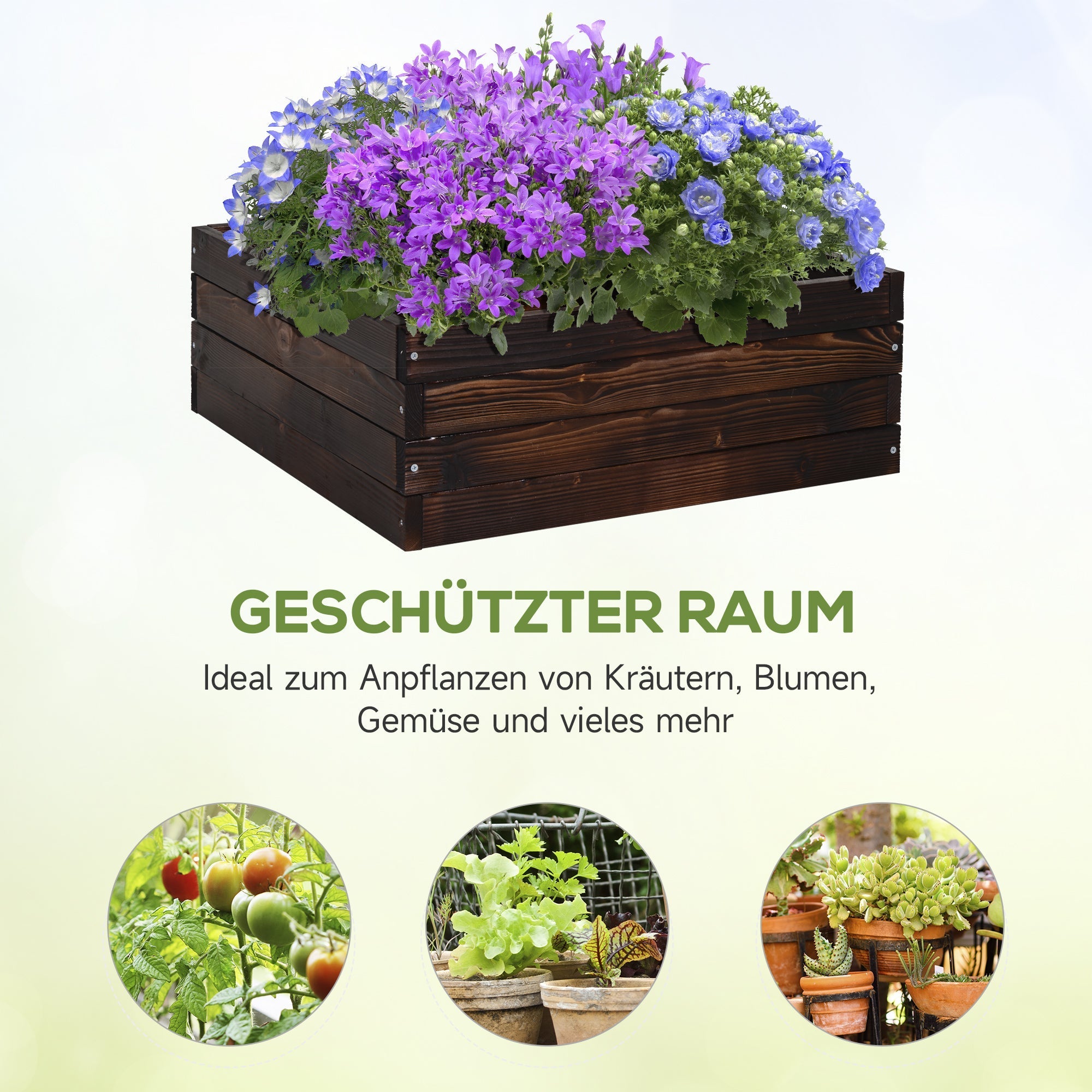 Raised Bed Planter Box, Vegetable Herb Solid Wood, Dark Brown