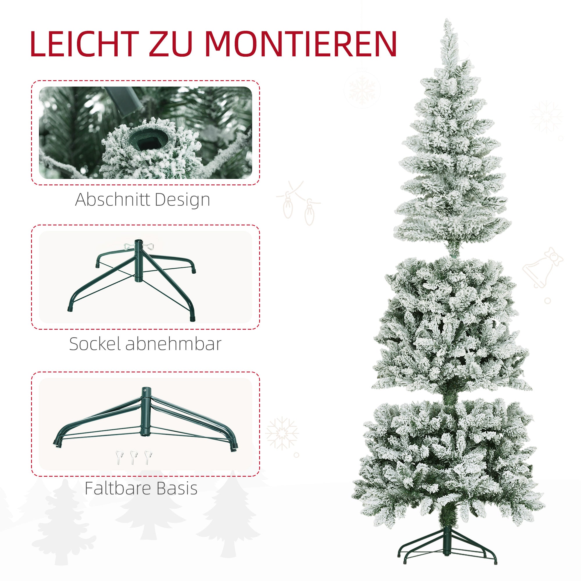 Artificial Christmas Tree, 180 cm with 479 tips and artificial snow, green