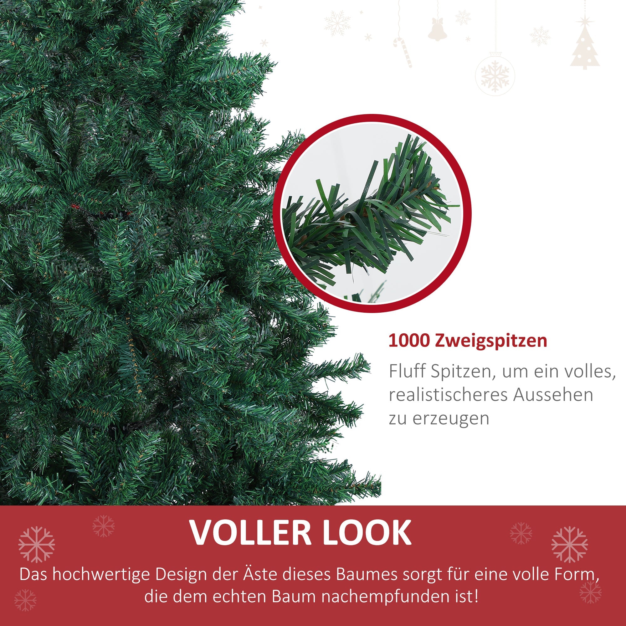Christmas Tree 180 cm, 1000 Branches, Spruce Green PVC