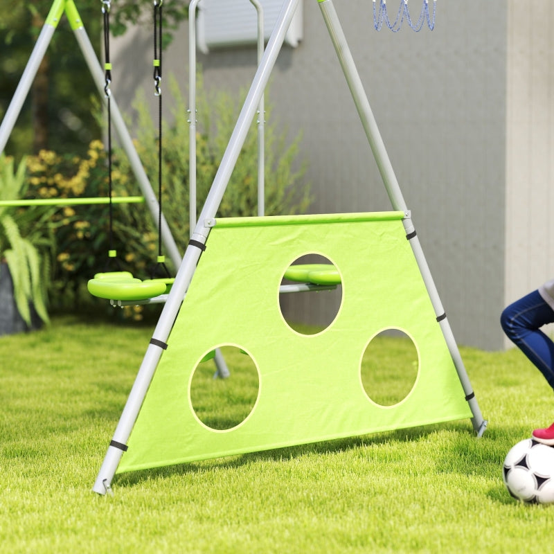 AIYAPLAY Outdoor Swing Set, Children's Swings, Adjustable, Steel, Green