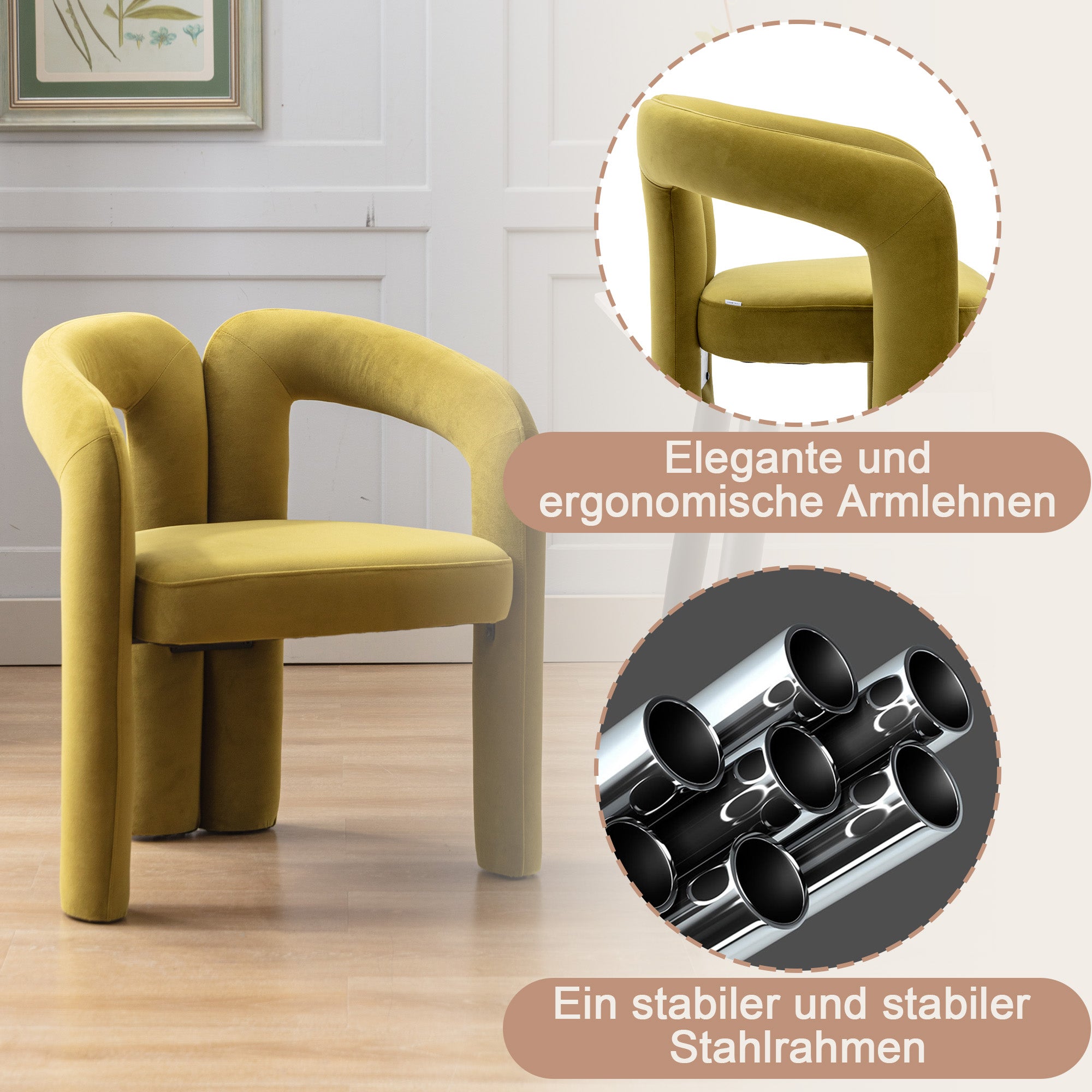Dining Chairs, Modern Upholstered Set of 2, Velvet