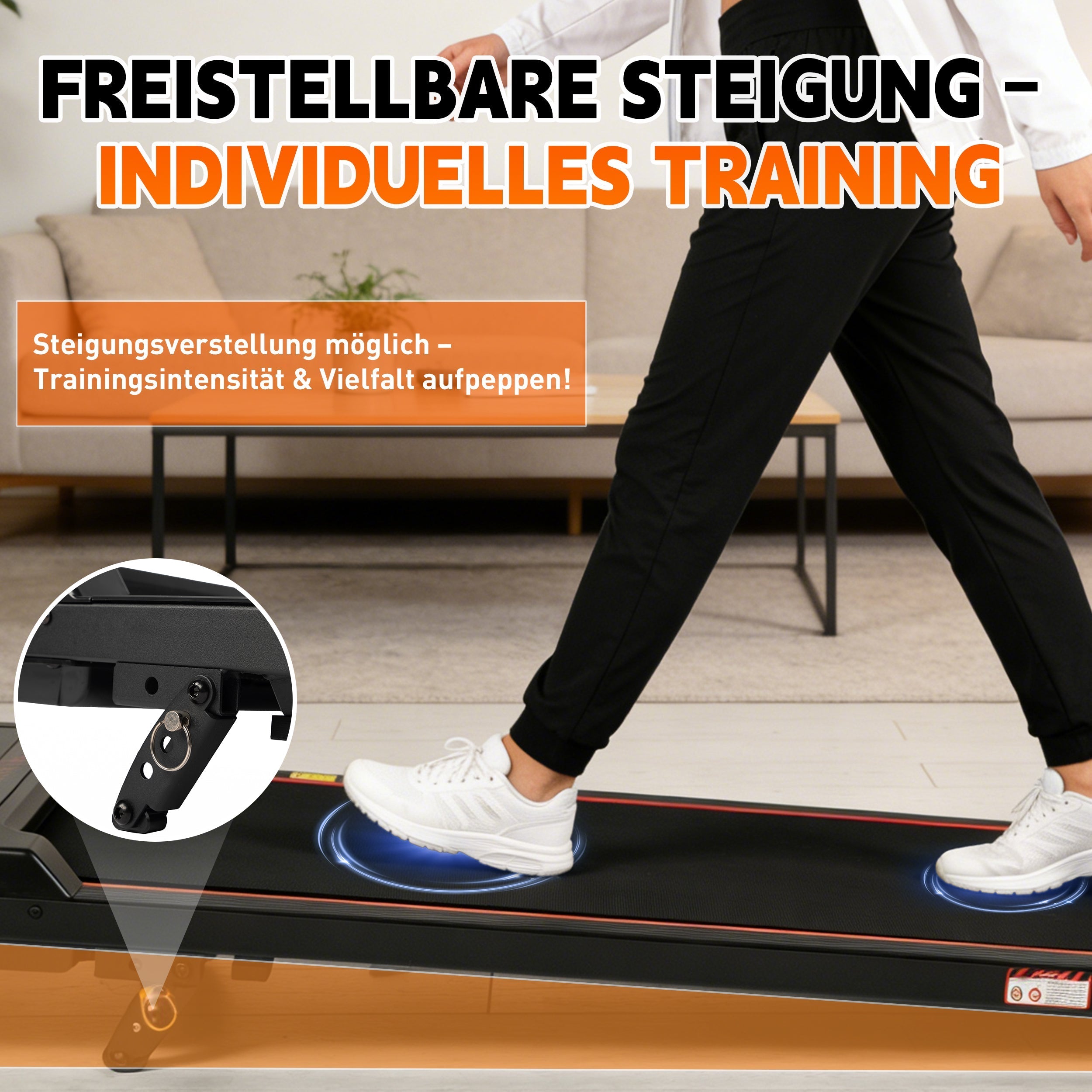 Walking Pad Treadmill with Adjustable Incline and Remote Control, 1-6 km/h 2-in-1 Portable Design, Black