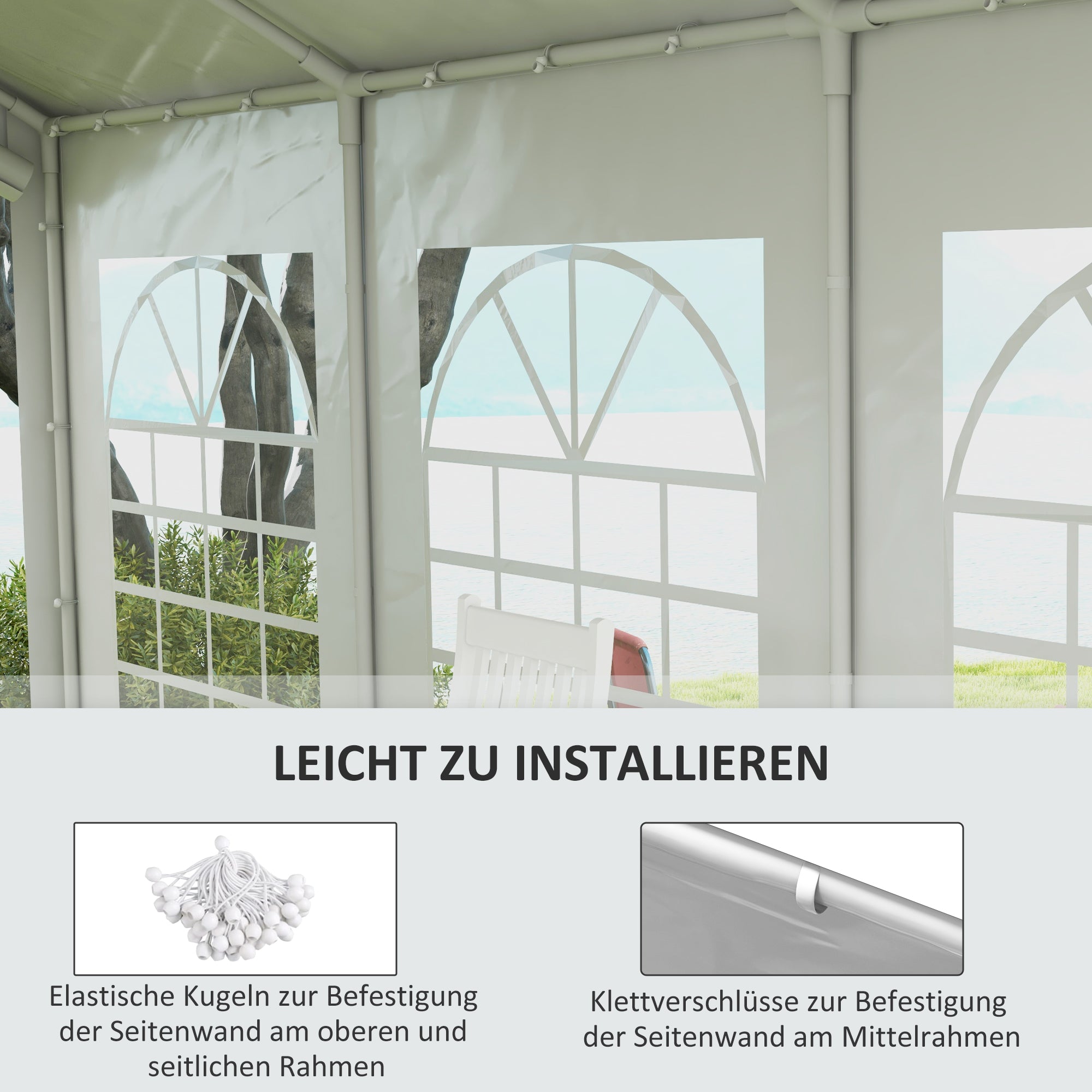 Side Panel for Gazebo/Party Tent, 6x2m Waterproof & UV-Resistant, White