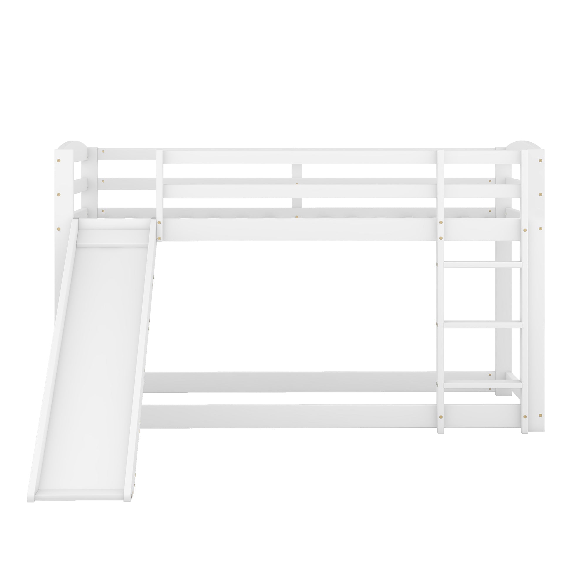Bunk Bed 90x200cm with Slide, Solid Wood Frame for Kids & Teens, White
