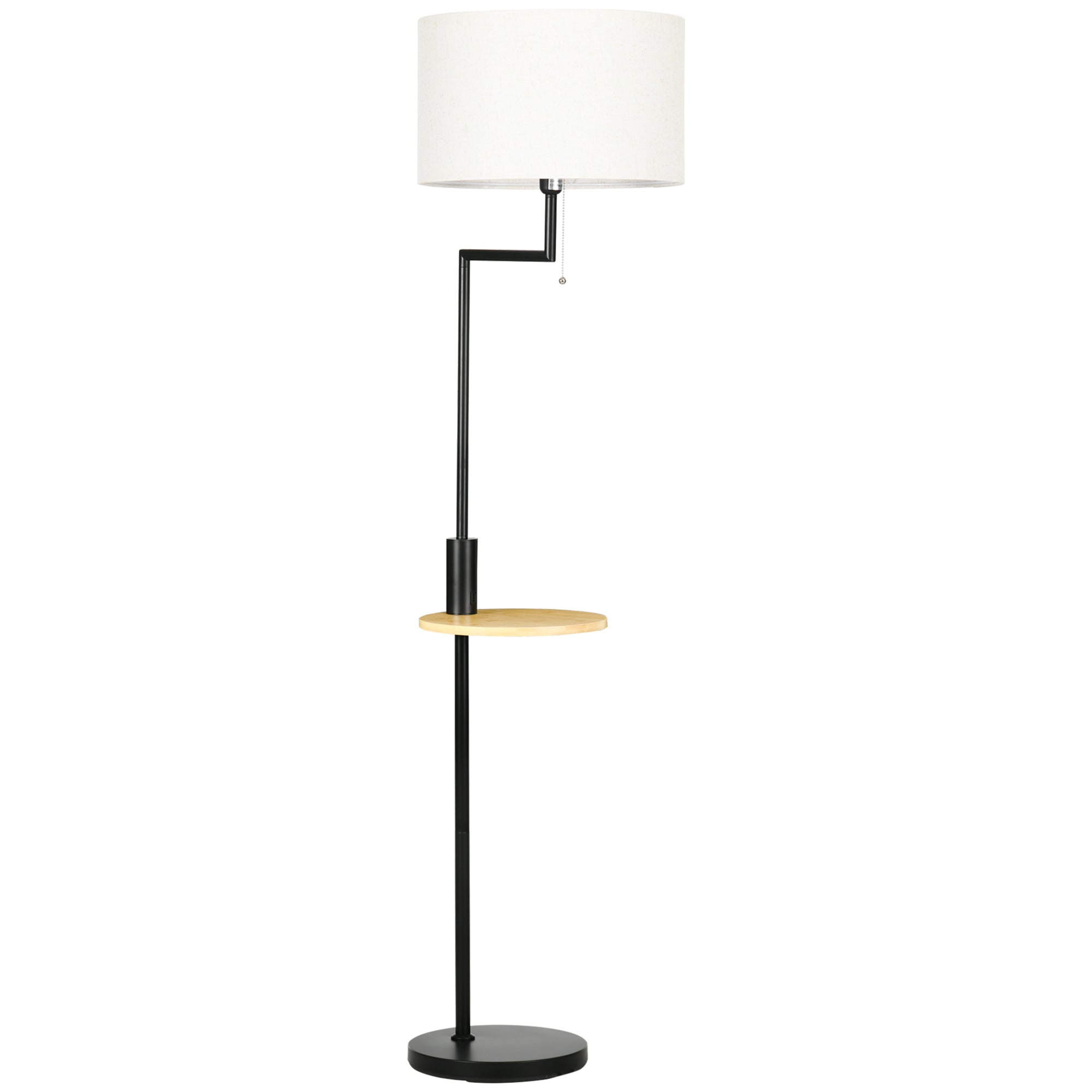 Floor lamp with shelf 40W USB port steel cream
