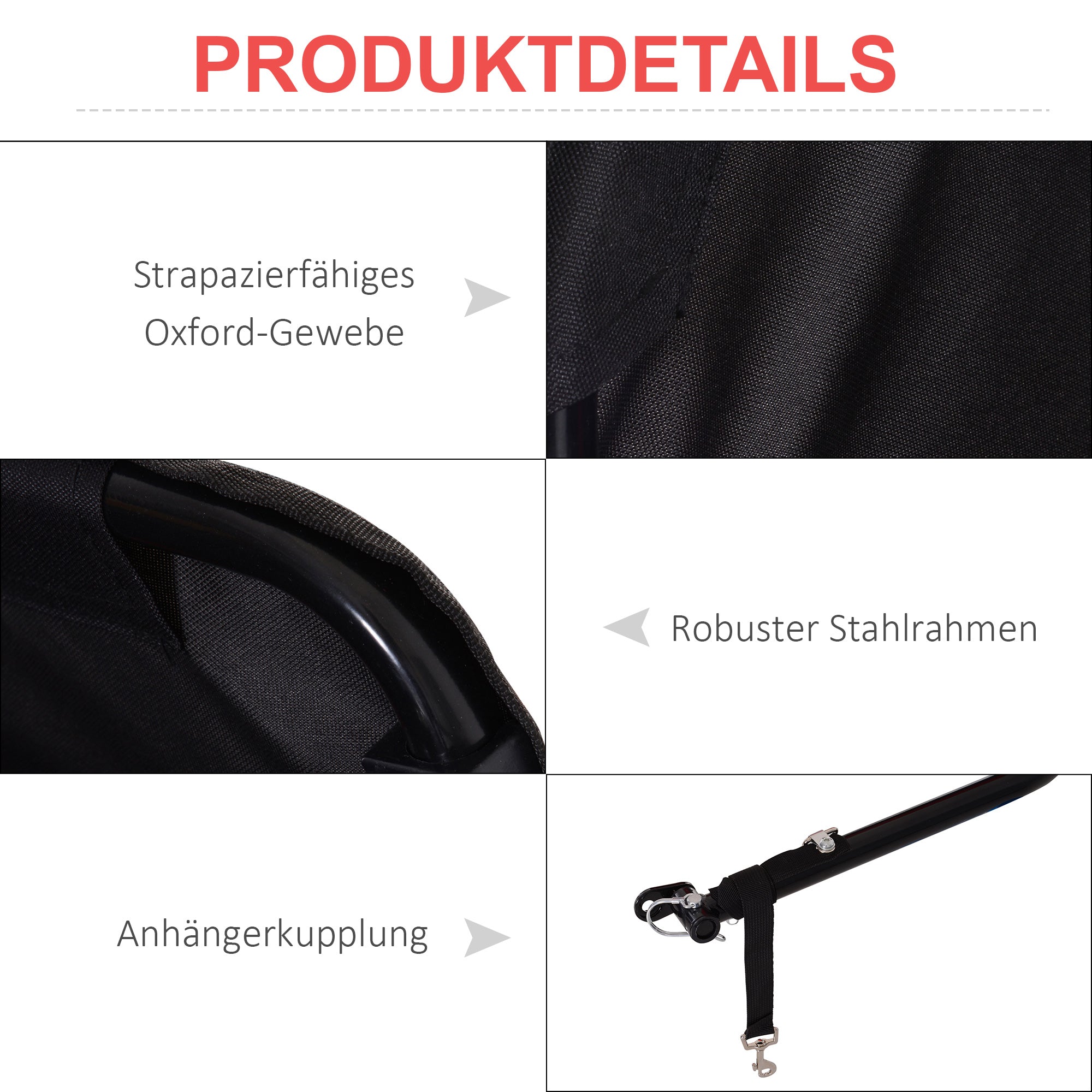 Transport Trailer Cargo Trailer Bicycle Trailer for versatile transport, red-black