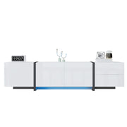 TV Cabinet, Lowboard, High-Gloss White with Black Legs