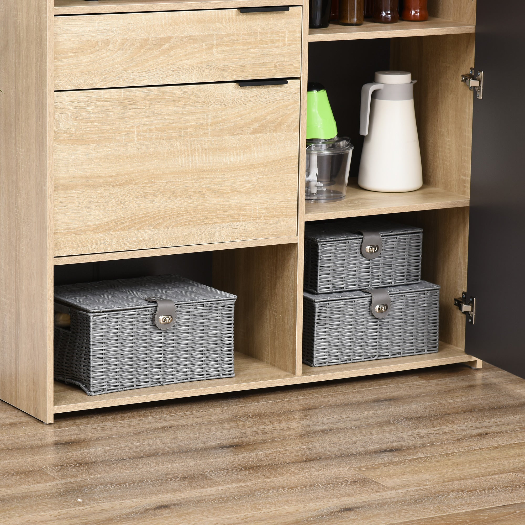 Storage Boxes Set of 3 with Lids & Buckles 18L 12L 7L, Grey
