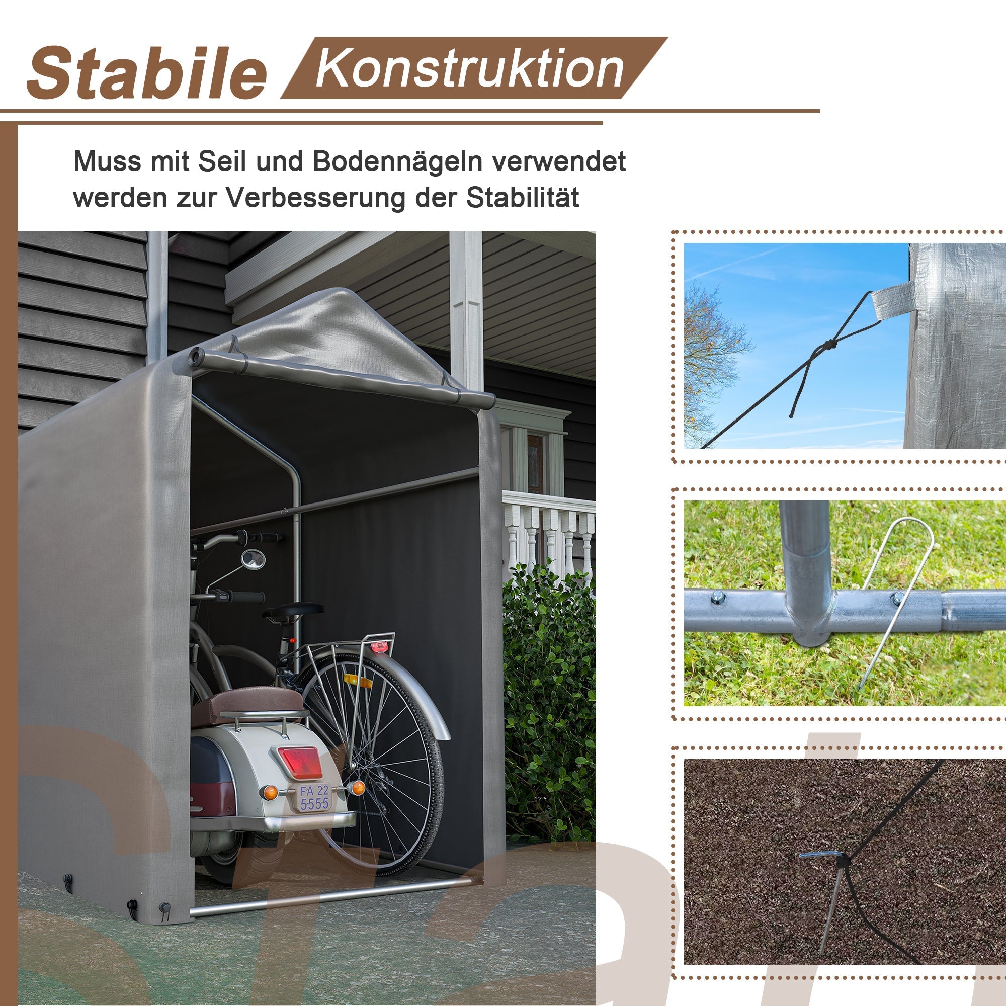 Bicycle Garage Tool Shed, 187x100x160 cm, Dark Gray