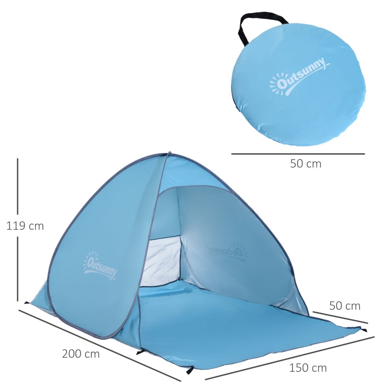 Pop-up Beach Tent UV 30+ Protection for 2-3 Person, Blue