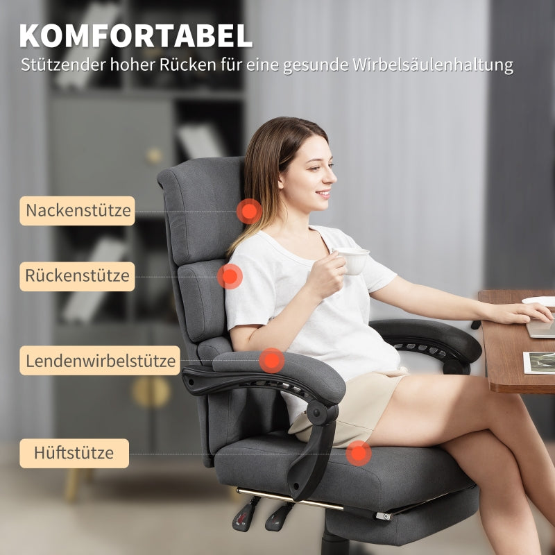 Office Chair Upholstered Velvet Adjustable Height Casters - Grey