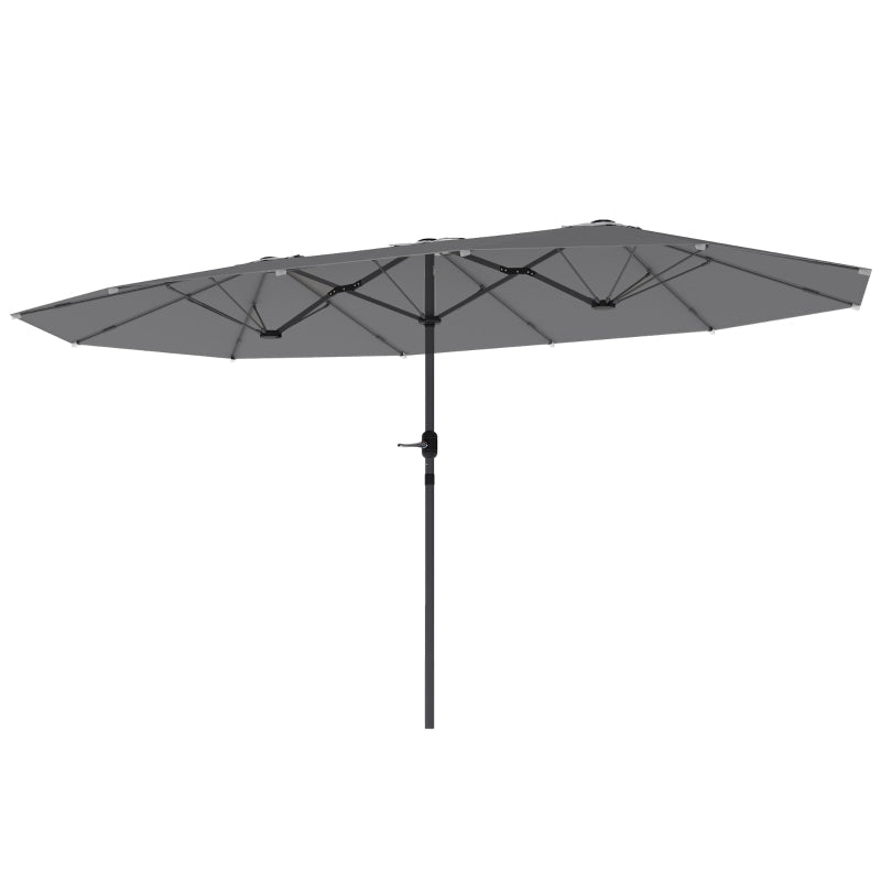 Double Parasol 436x260cm UV Protection Steel Hand Crank Windproof, Dark Grey