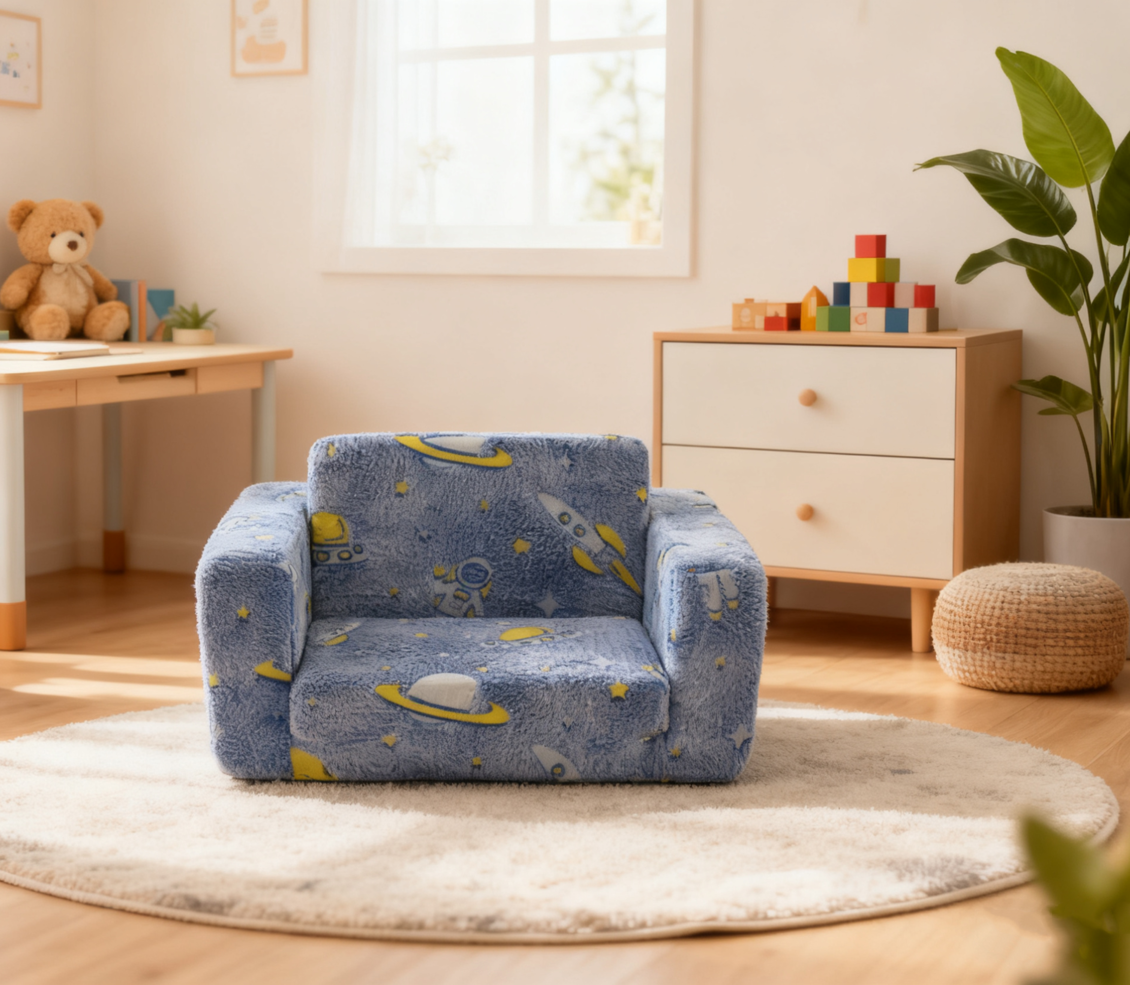 Toddler Sofa Chair Foldable Glow-in-the-Dark Lounger - Plush