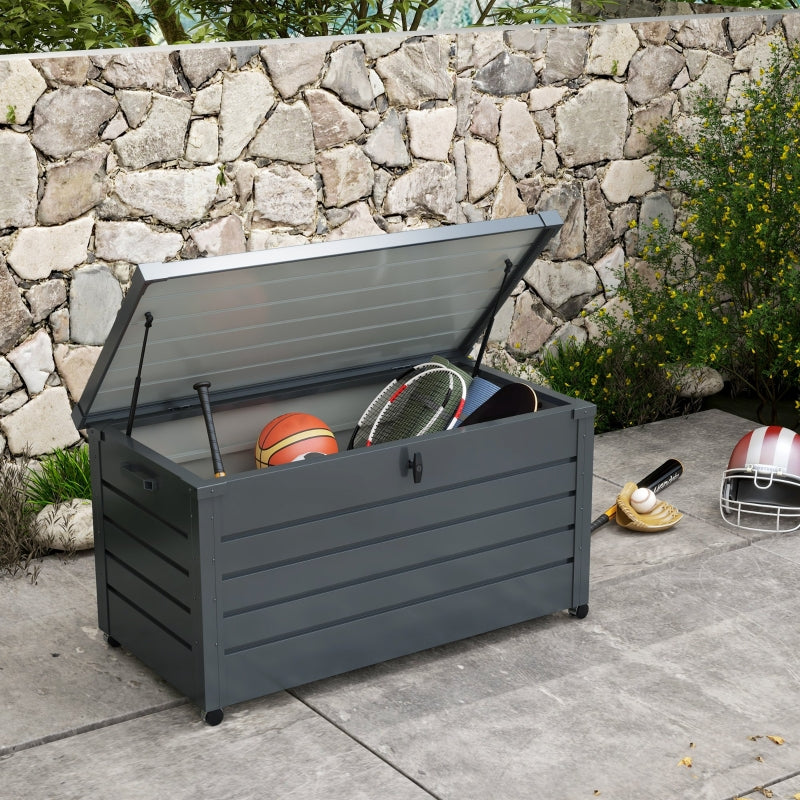 Outdoor Storage Box Weatherproof 4 Wheels 100x62x65cm - Dark Grey