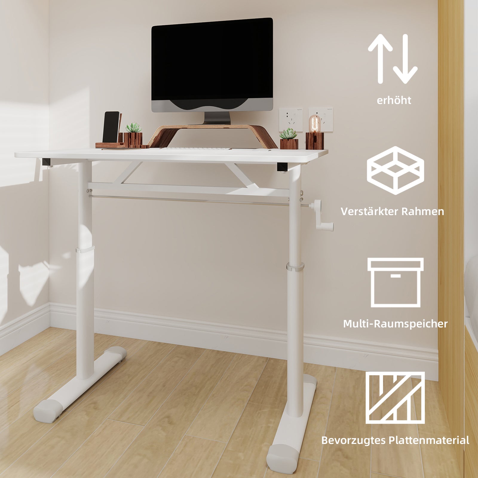 Adjustable Study Desk - Height, Multi-Purpose, White