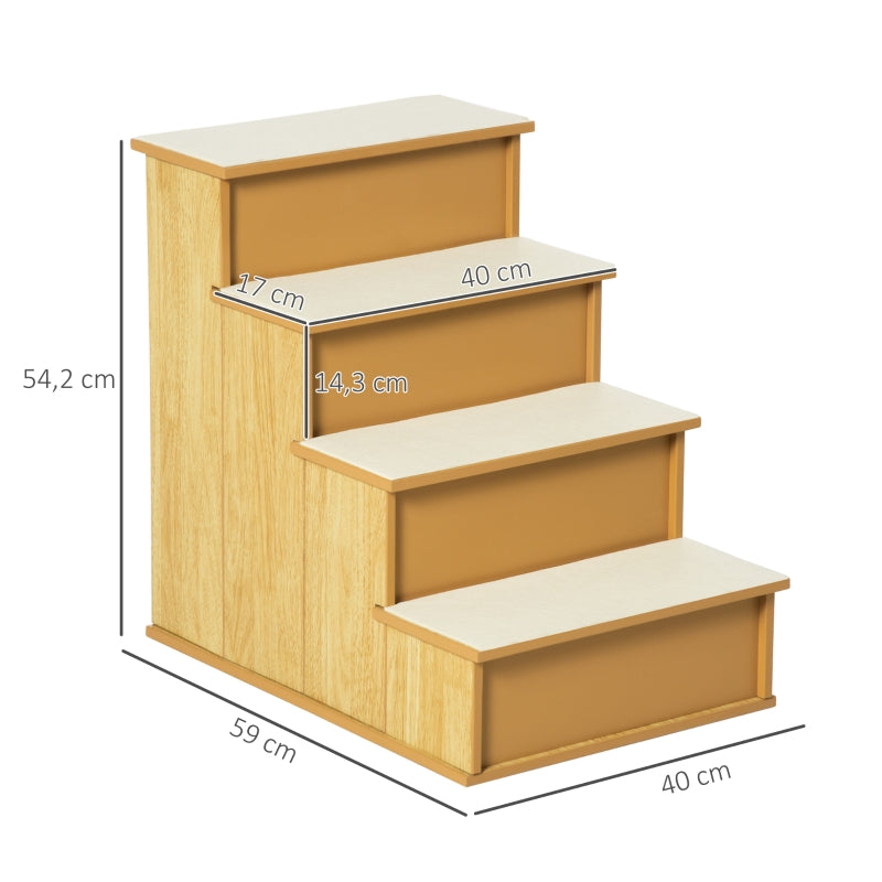 Pet Stairs, 4-Step for Dogs/Cats, up to 30kg, Natural