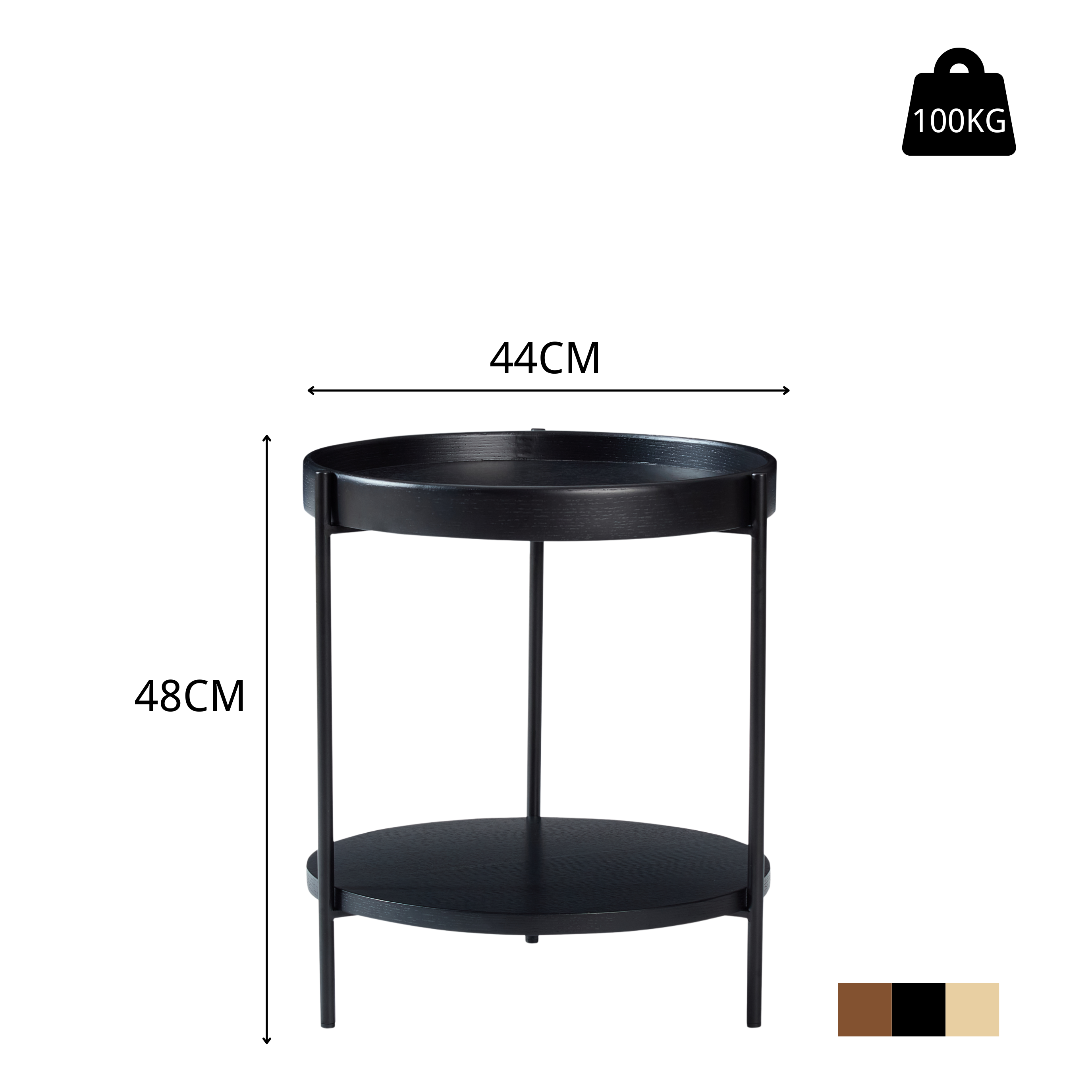 Coffee Table 2-Tier Round Tray 44x48 - Wood & Iron