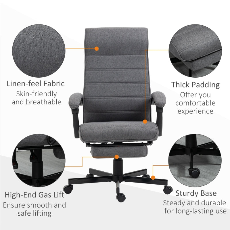 Office Chair Adjustable Height Swivel with Rolling Wheels, Grey