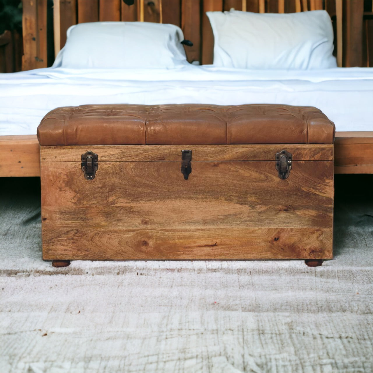 Buffalo Hide Storage Trunk, Oak-ish
