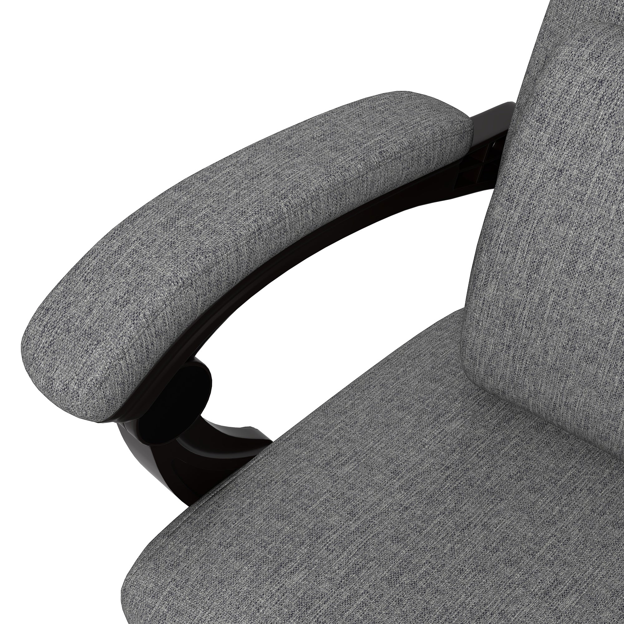 Linen-Look Office Chair with 160° Reclining Back and Footrest - Grey