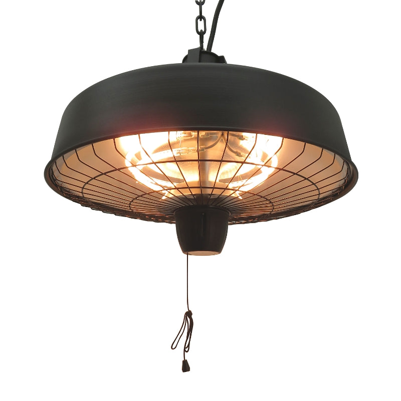 Adjustable Power Electric Patio Heater 1000/2500W Infrared Halogen Ceiling Mount - Black
