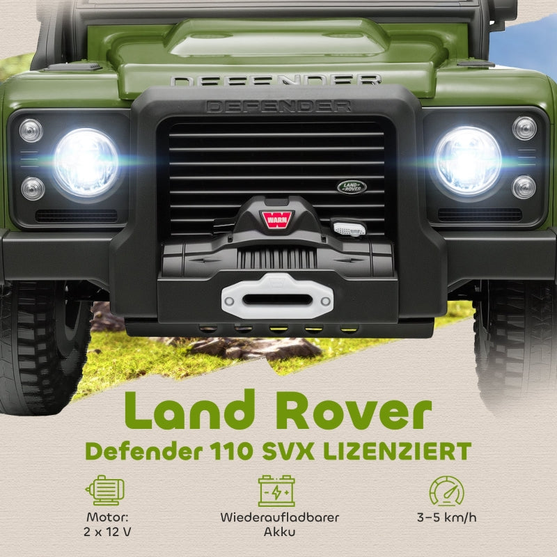 AIYAPLAY children's electric car, 12V battery operated, remote control, music, horn, LED lights, green