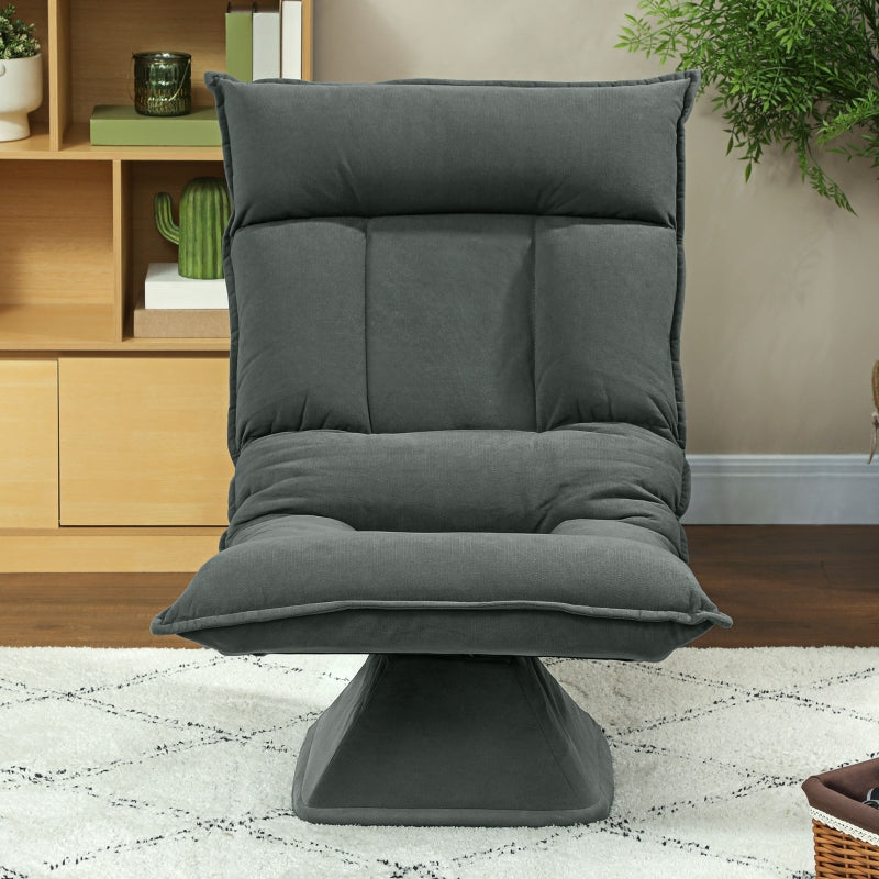 Floor Chair 360° Rotatable, 5-Way Adjustable Backrest, Foldable, Dark Gray