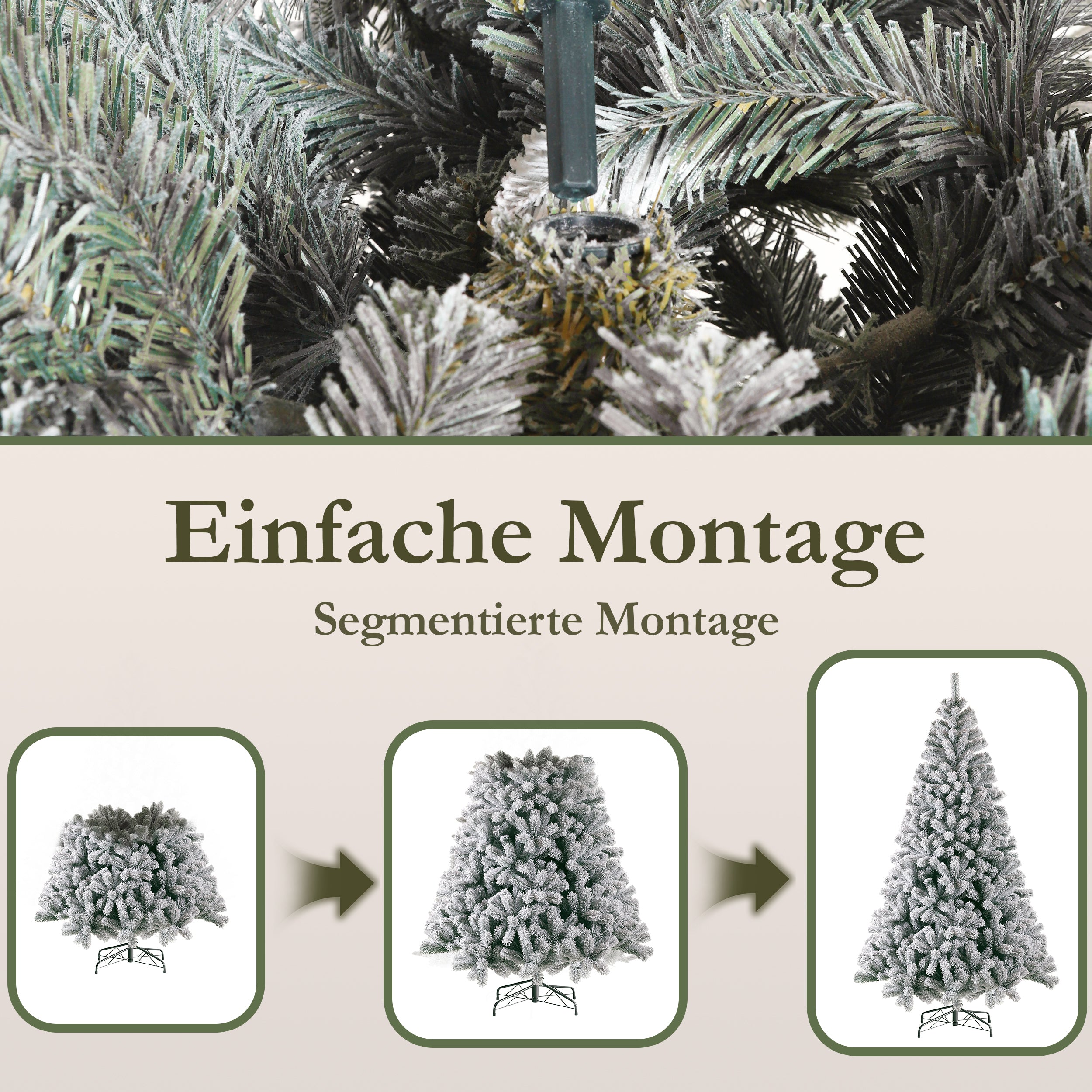 Weihnachtsbaum mit Kunstschnee, 180cm, 1006 Spitzen, realistisch, PVC