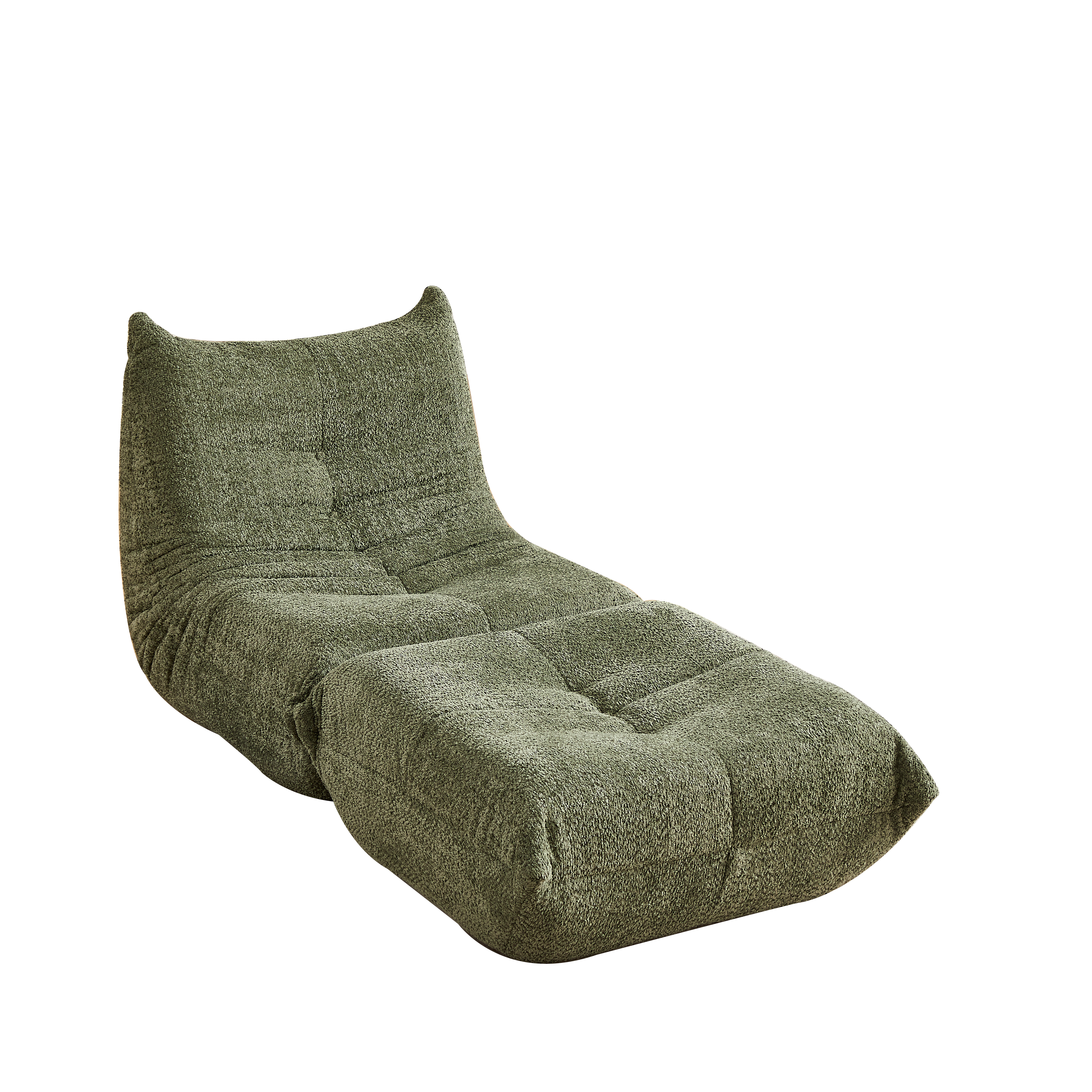 Chenille Togo Sofa with Footrest, Floor Lounge Chair with Memory Foam, Chenille Fabric