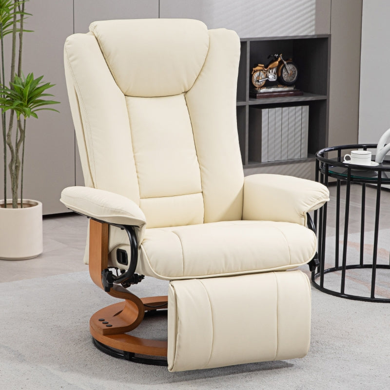 Relax Liegesessel Drehbar Fernsehsessel Relaxsessel Fußstütze Kunstleder Cremeweiß