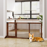 Freistehendes Hundegitter mit Tür, Sicherheit, Holz, Braun