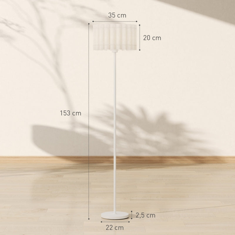 Floor lamp with E27 socket, wave shade, and foot switch for living room and bedroom, white