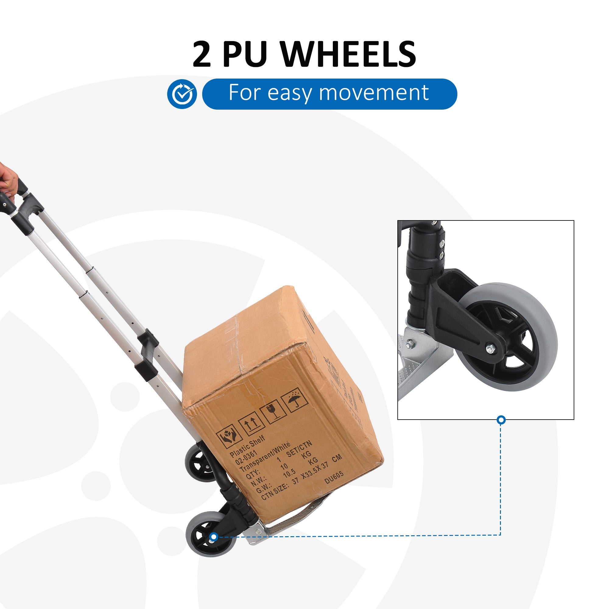 Aluminum Sack Truck, Foldable Hand Truck, 70 kg Load Capacity, Aluminum