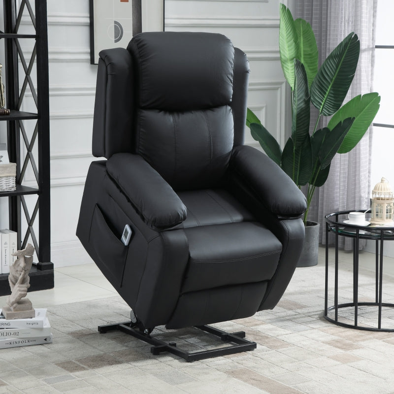 Riser and Recliner Chair, Massage Power Lift Extended Footrest, Black
