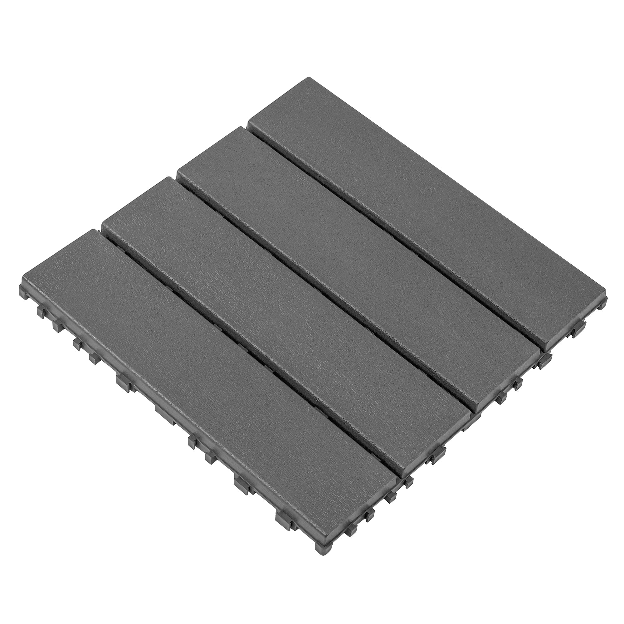 Plastic Interlocking Deck Tiles 44 Pack 12x12 Square Waterproof Outdoor Dark Grey