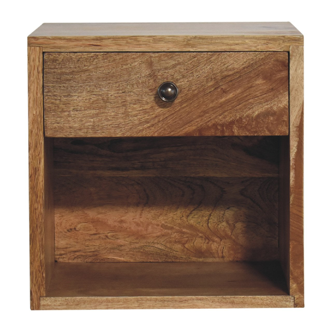 Solid Wood Floating Bedside, Mini Classic 1 Drawer 1 Shelf, Brown