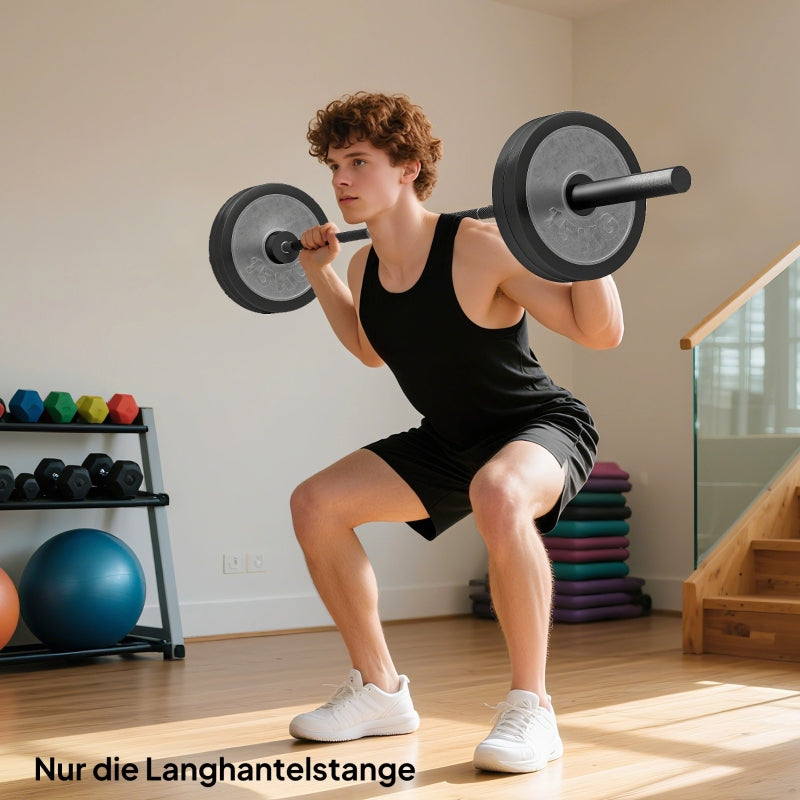 Barbell, 180 cm Olympic Bar with 200 kg Load Capacity, Black Steel