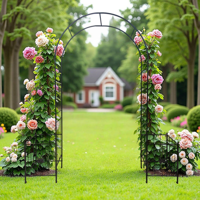 Garden Arch Arbor Trellis for Climbing Plants Outdoor Wedding Arch, Black Metal