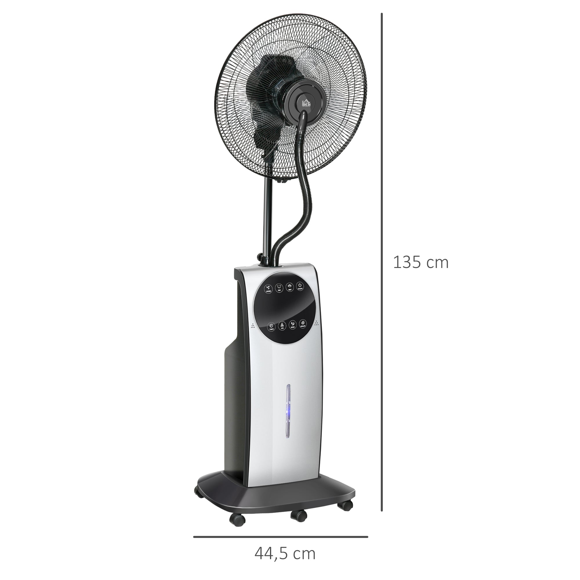 Pedestal Fan with Misting Function, 90W 3 Air Modes, Remote Control, Black