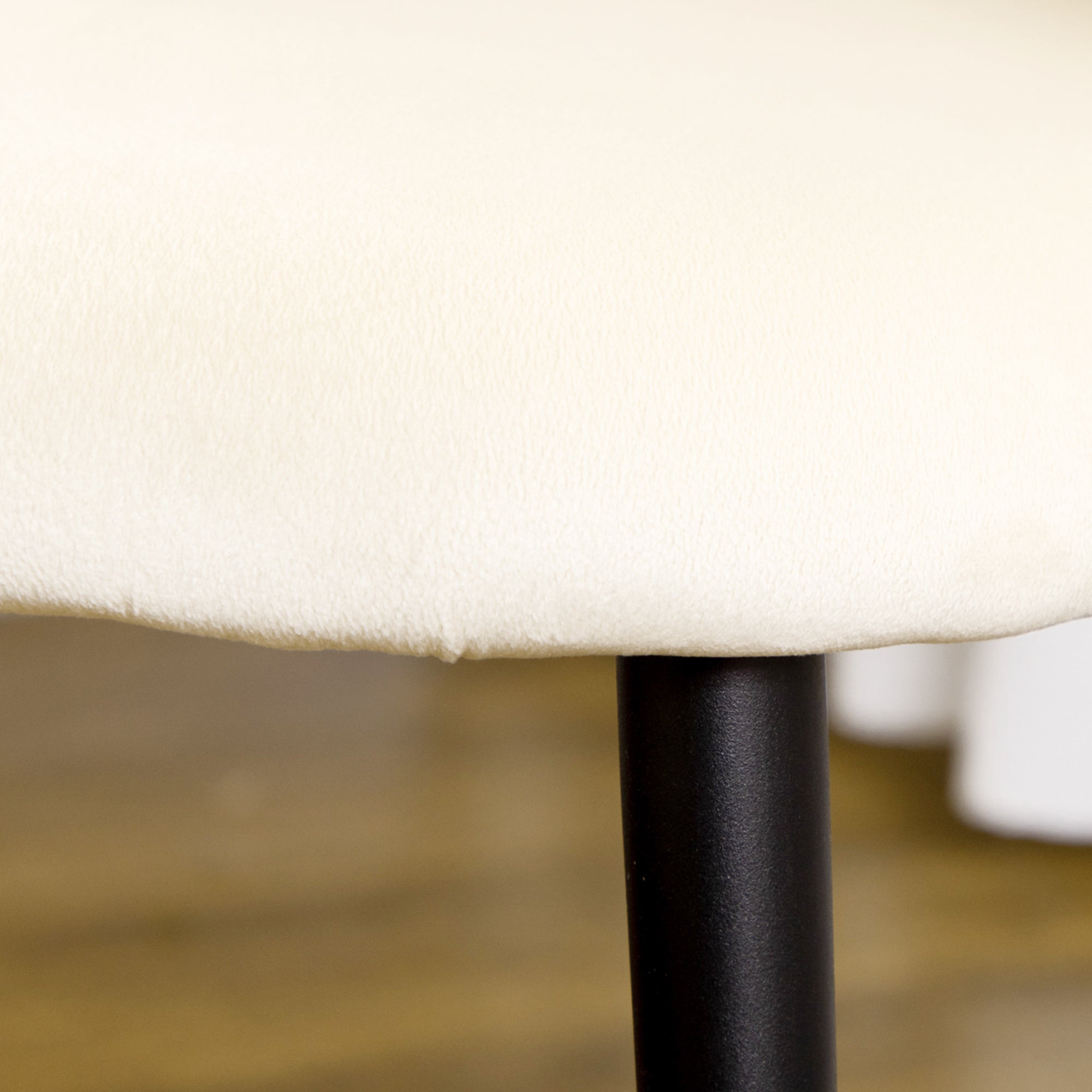 Dining Chairs, Set of 2 Upholstered with Velvet Backrest and Steel Legs, Cream